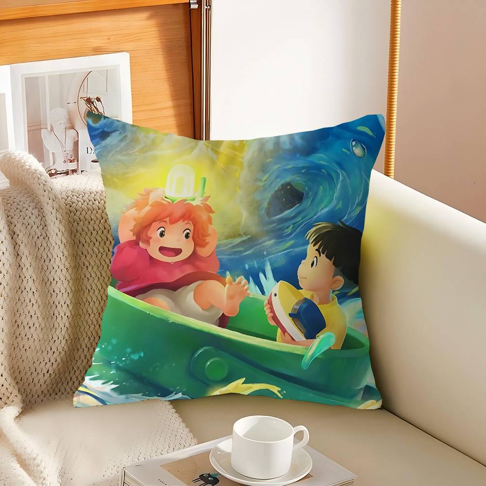 

Cartoon P-Ponyo Pillow Case Throw Pillow Chair Seat Cushion Nap Pillows Chair Cushion Seat Soft Pad Pillow Sofa Cushion 16x16Inch