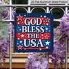 2D Flat 1pc Patriotic "God Bless The USA" Aluminum Plaque, Weatherproof Hanging Metal Sign with Stars, Rustic Americana Wall Decor for Home Porch