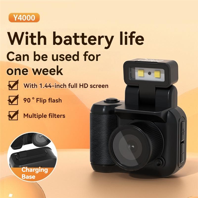Mini SLR Style Camera Cmos With Flash Light And Charging Dock Portable Video Recorder DV 1080P With LCD Screen A