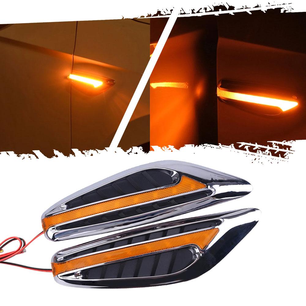 LED Turn Signal Light for Car 12V Side Light Marker Lamp Waterproof Side Blade Shape Car Fender Vent Cover Decoration Light Bulb