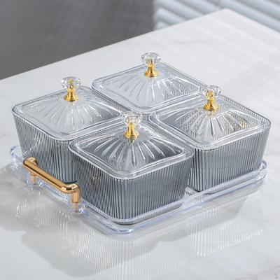 Dried Fruit Plate with Lid Divided Nut Bowl Luxury Serving Dishes Appetizer Tray for