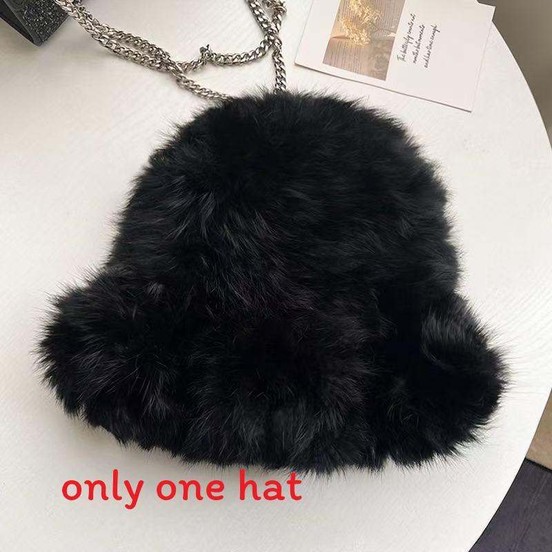 Cartoon Style Wool Beanie With Plush Fur Material And Adjustable Fit For Casual Wear
