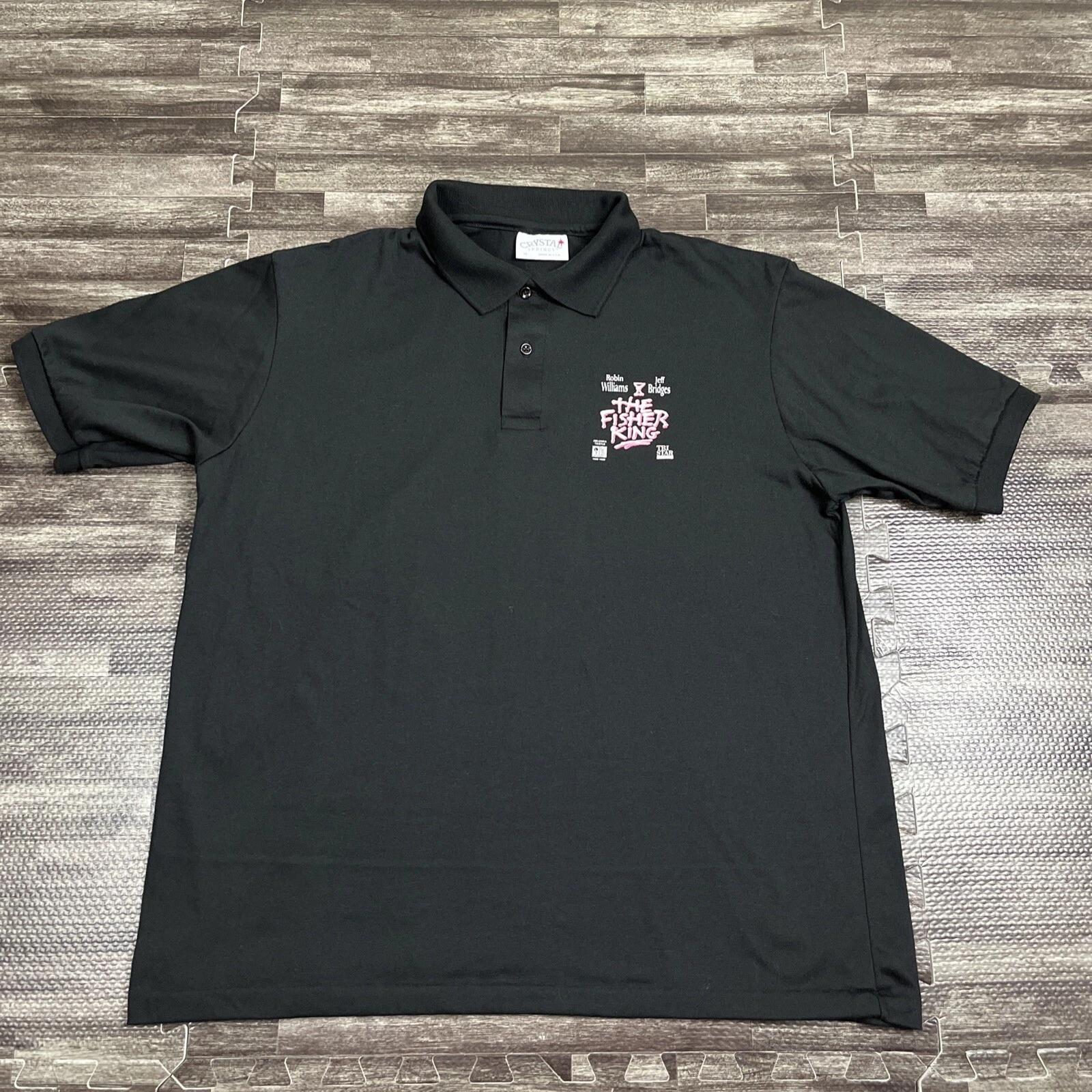 

Vintage Robin Williams The Fisher King Movie Promo Polo Shirt Black XL USA Made 2XL