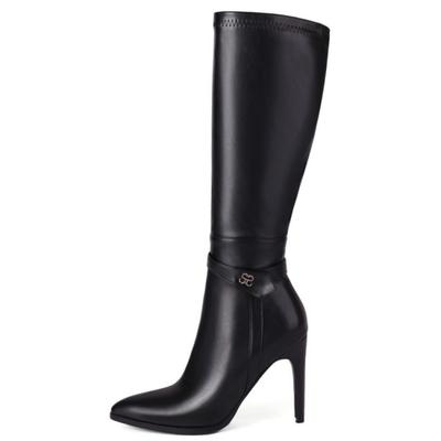 Fashion Sexy Knee High Boots Women Shoes New 2024 Winter Point Black Heels Long Boot Patent Dance Party Shoes Female Large Size 44 46