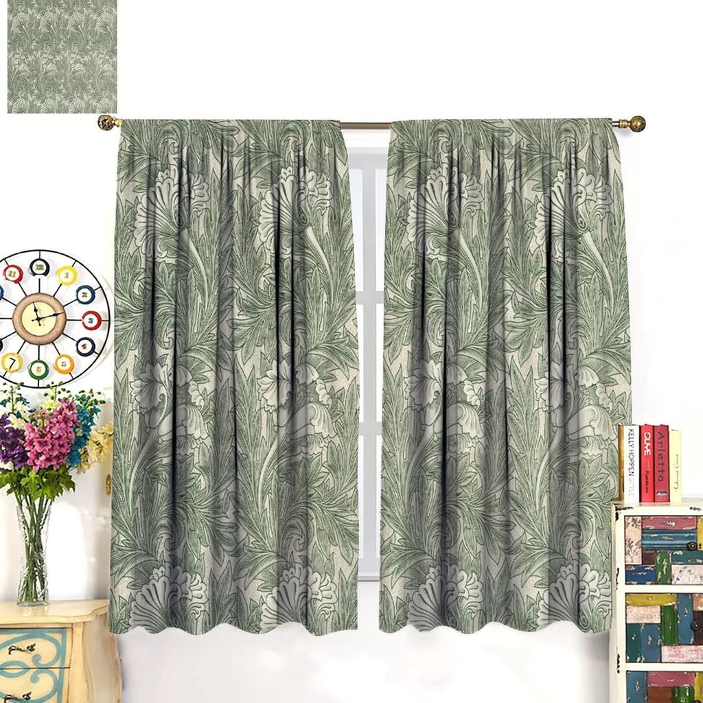 Blackout Bohemia William Morris Kunst Fenstervorhänge Blumen Laub Wohnzimmer Schlafzimmer Vorhang Vintage Polyester Mit Stangentasche Waschbar Fertig
