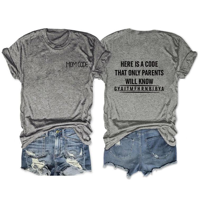 Fashion before and after here is a code letter print women's casual short sleeves