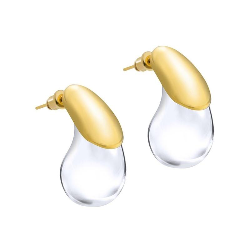 Versatile Clear Resin Drop Earrings Alloy Base Portable Designs for Everyday Jewelry Wear