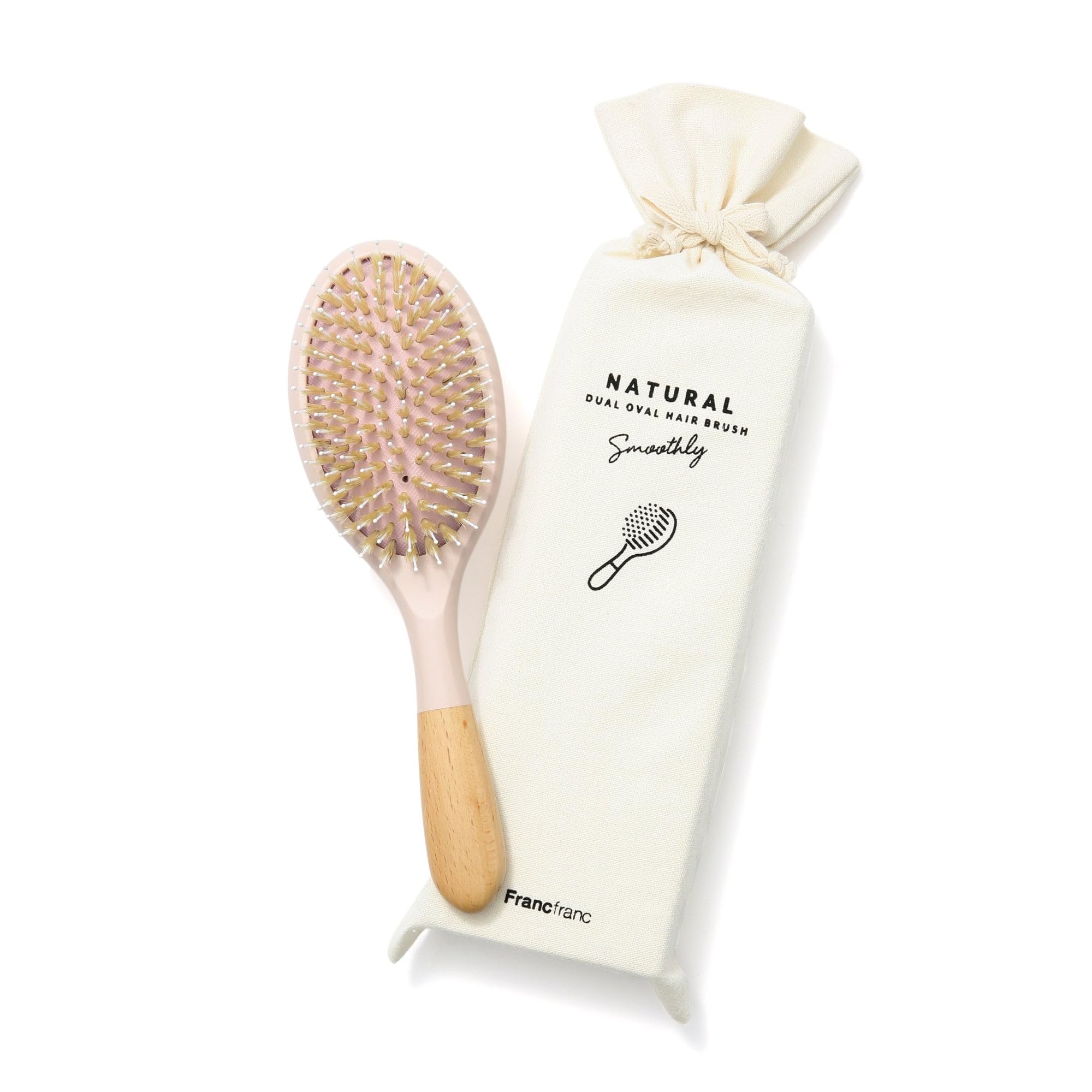 

Francfranc Dual Oval Hair Natural Brush, розовый