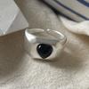 Xiaomi 925 Sterling Silver Rings For Women Geometric Fine Jewelry Finger Adjustable Simple Black Hear Open Ring For Party Birthday Gift