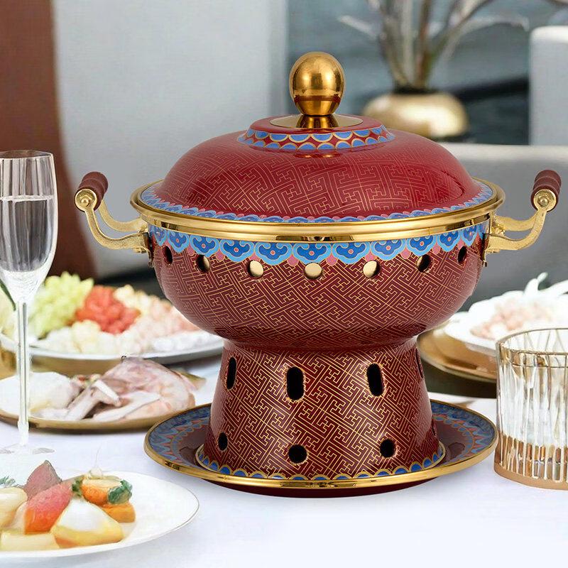 Cloisonné Thickened Pure Copper Mini Hot Pot