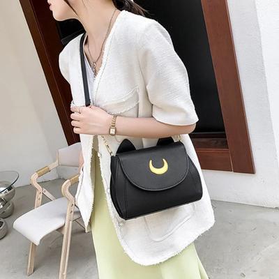 Borsa a mano da donna Sailor Moon a forma di gatto nero con catena, borsa a spalla in pelle PU, borsa a tracolla piccola da donna