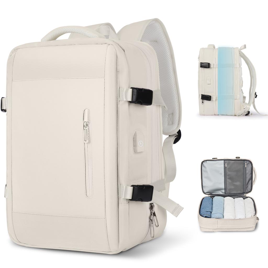 Business Travel Backpack for Men Expandable Water Resistant Backpack with USB, Black Laptop Backpack 15.6 Inch for College Work