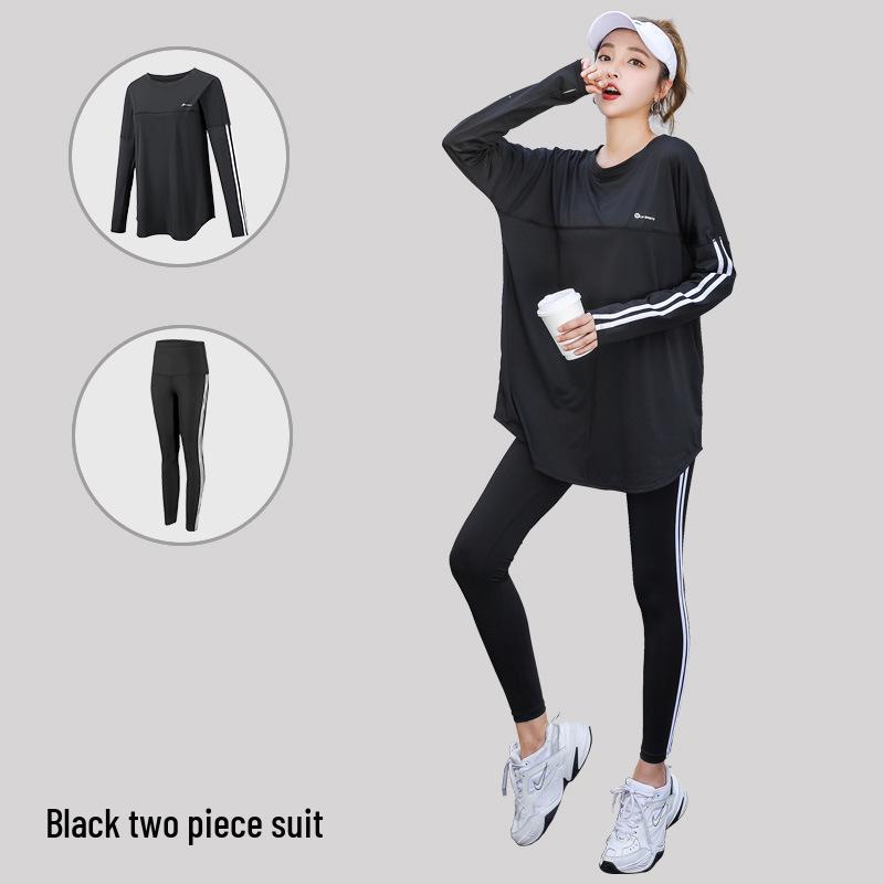 Women's Plus Size Quick-Dry Yoga & Fitness Set - Autumn/Winter Long Sleeve, Loose Fit