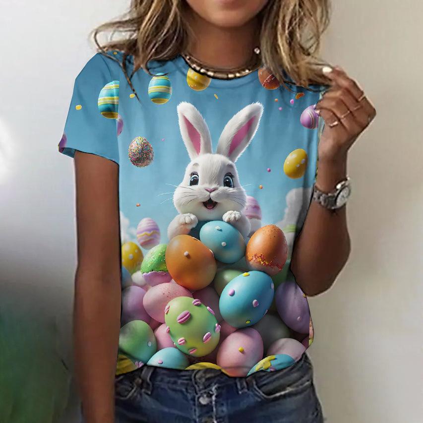 Floral Comfortable Stylish Simple Cartoon Short Sleeve T-Shirt Women's Digital Printing Slim Top