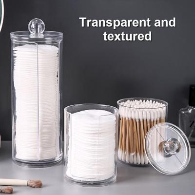 Cotonete transparente, dispensador de almofadas de maquiagem, caixa de armazenamento, multifuncional, banheiro, cosméticos, caixa de armazenamento, suportes redondos de algodão