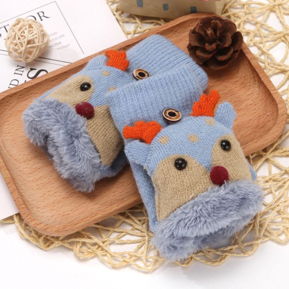 Deer Mittens Cold protection Children Christmas Gloves  Gloves  Fingerless Gloves Clamshell Half Finger Gloves