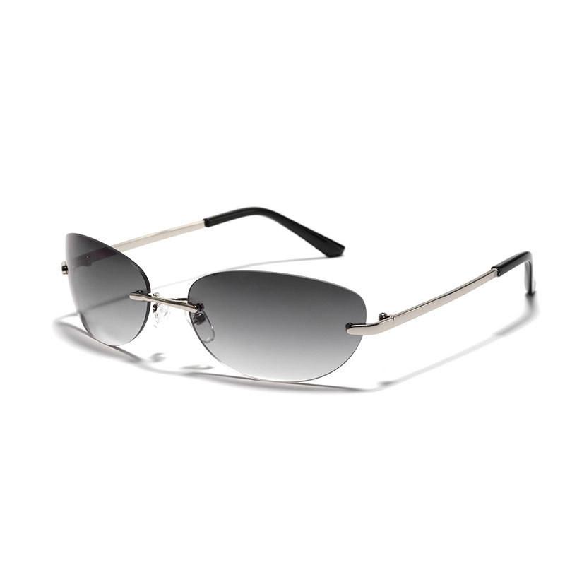 Stylish High-end Casual Chic Sunglasses Metal Frame Ac Lens Uv400 Black Tea Grey Clear StyleD