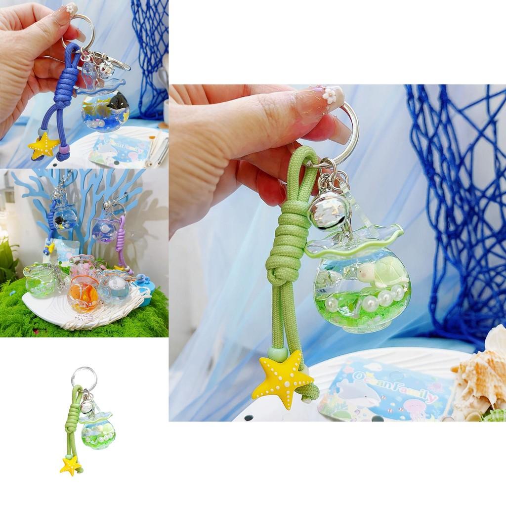 Ozeanfamilie Fischglas Schlüsselanhänger Mit Robben Schildkröten Seepferdchen Design Für Meeresliebhaber
