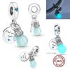 Charms camaleonte adatti a braccialetti originali alla moda in argento 925 con zircone, perlina a forma di polpo e tartaruga, ciondolo a forma di farfalla e lucciola, fai da te per realizzare gioielli