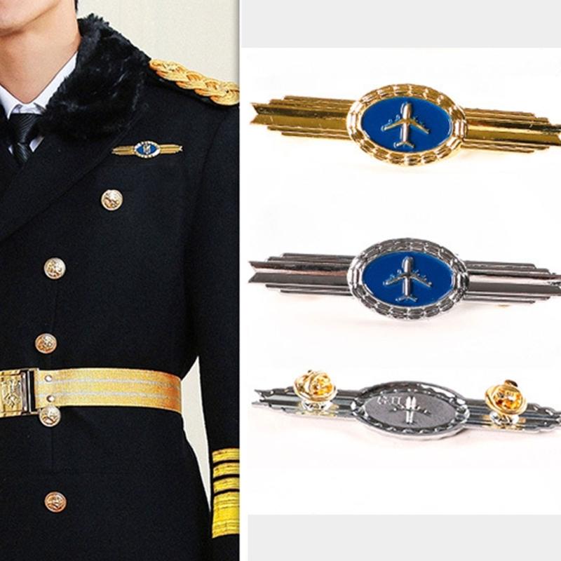 Pilot Badge Captain Chest Badge Aviation Wing Badge Metal Airlines Pin Pilot Badge Pin for Aviation Enthusiasts