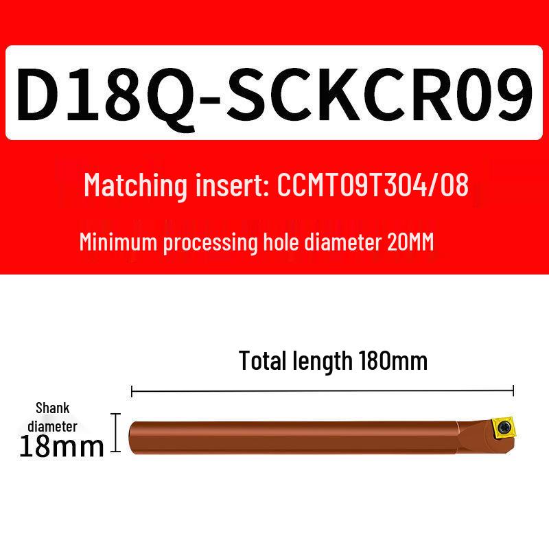 Shockproof CNC Bore Reaming & Lathe Tool S08K-SCKCR09 - Spring Steel Boring Bar for Small Bore.