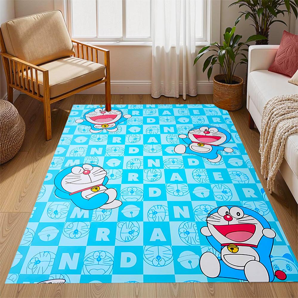 Doraemon Heart Adventure Themed Anti-Slip Rugs - Polyester Home Decor, Suitable for Bedrooms, Living Rooms, Doorways, Studios, and Decorations