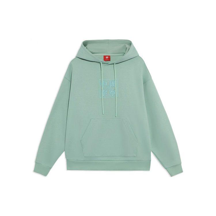 Li Ning Sweatshirts Unisex Green Hooded Moderate Regular AWDS220-4