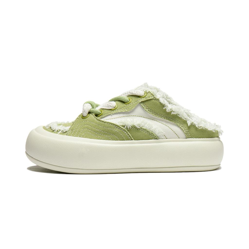 New LiNing Puff Mule Cushioning Wear-Resistant Low-Top Skateboard Shoes Women's Green White AZGU014-4