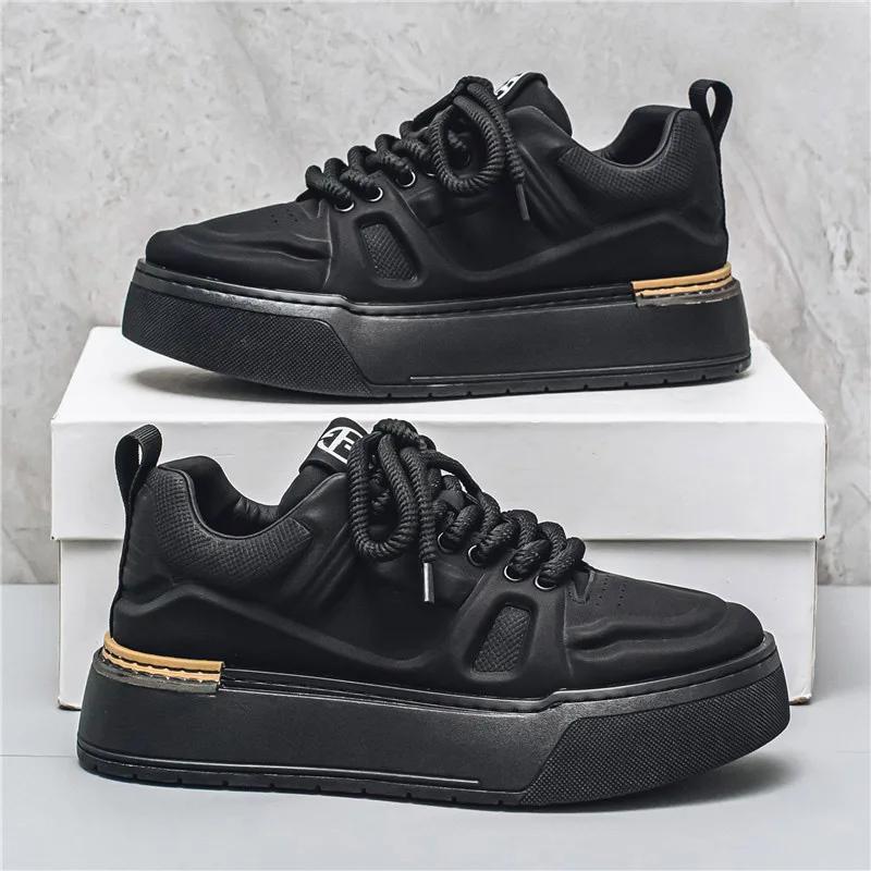 Sneaker Casual Herren Designer Weiße Board Schuhe Mode Mikrofaser Leder Stoff Obermaterial Höhe Erhöht Flache Plattform Sportschuhe
