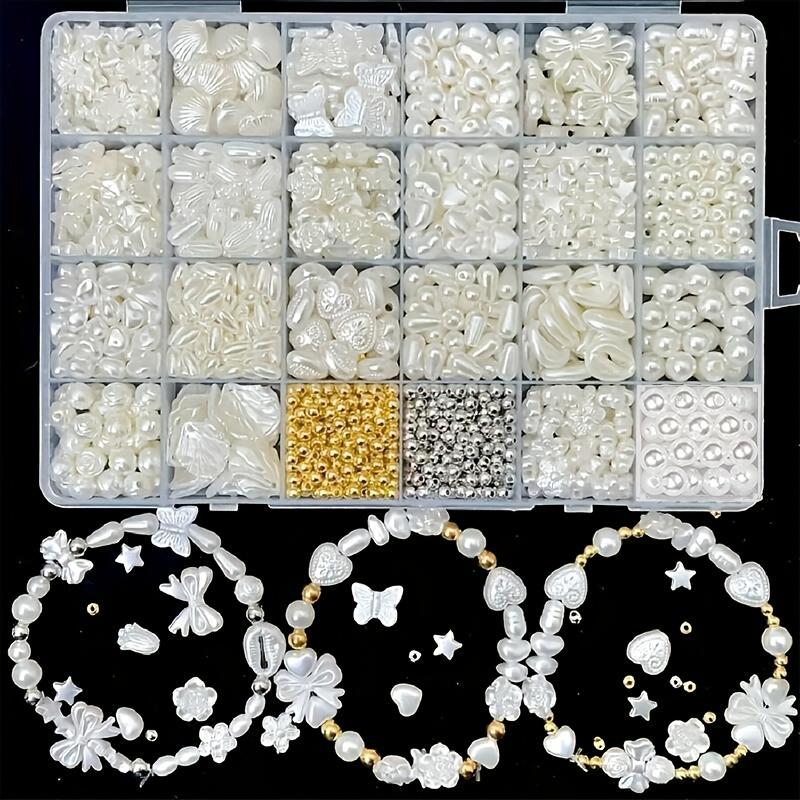 About 800pcs/box DIY Pearl Beads for Jewelry Making Loose Spacer Beads Handmade Earrings Bracelets Necklaces Crafts Accessories