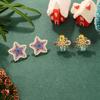 European and American Color Sweet Star Earrings Christmas Inlaid Zirconium Flower Design Earrings Fashion Silver Needle Earrings