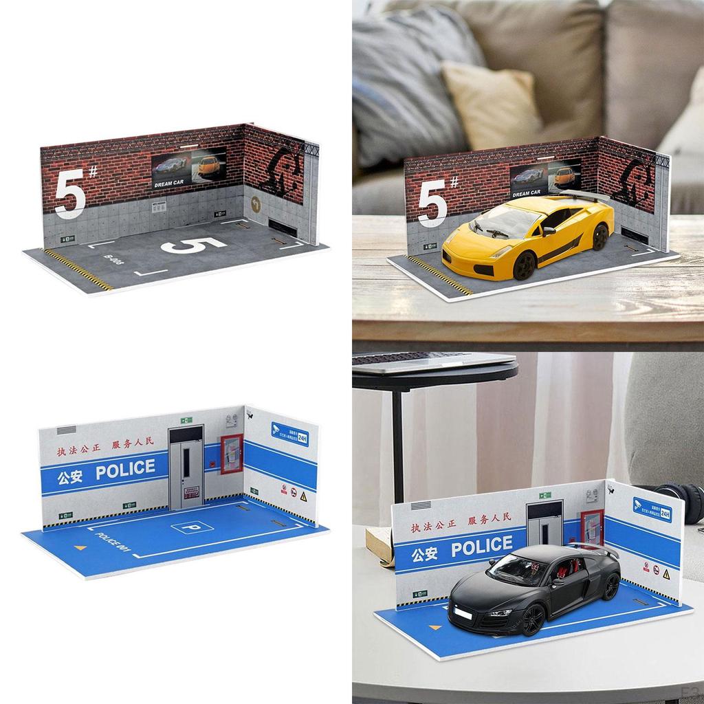 1/24 Car Garage Diorama Model, Models Miniatures Mini Display Vehicle Model