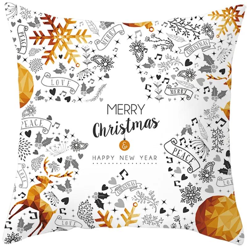Wesołych Świąt wzór nadruku poszewka na poduszkę do domu salon sofa dekoracja kwadratowa poliestrowa poszewka na poduszkę