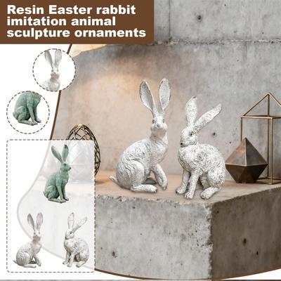 Resin Easter Bunny Simulation Animal Sculpture Ornament Retro Tale Gift
