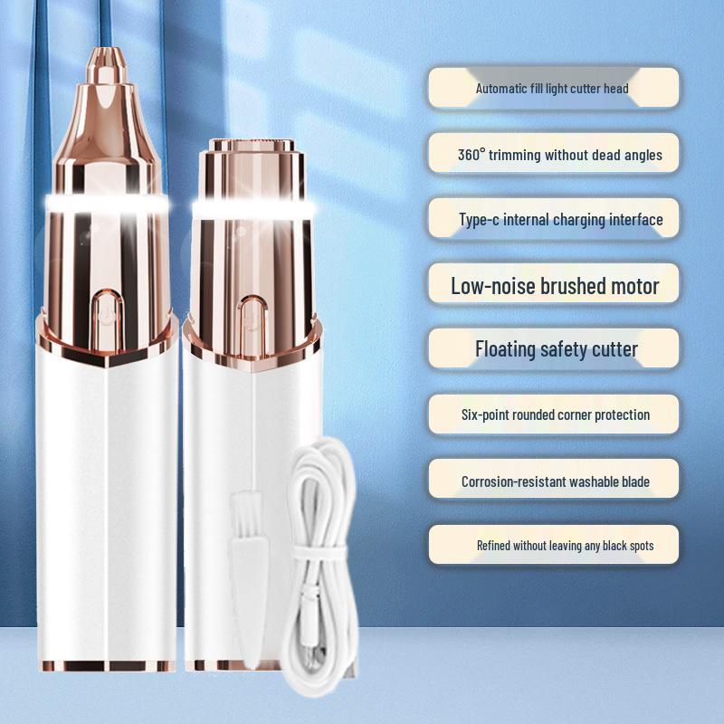 Women's 2-in-1 Electric Eyebrow & Bikini Razor, Portable Lipstick Shaver, Full Body Hair Remover