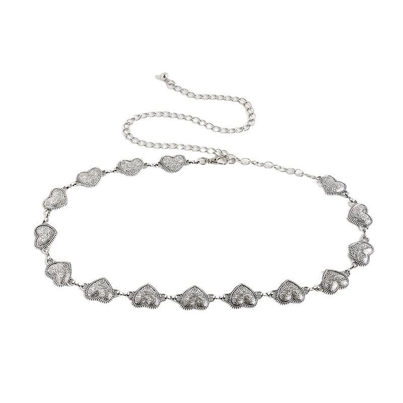 Love Heart Vintage Metal Carved Waist Chain Women Festival Waist Accessories