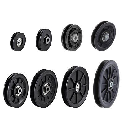 Round Fitness Pulley Wheel Bearing Replacements Black Nylon Bearing Pulley Wheel
