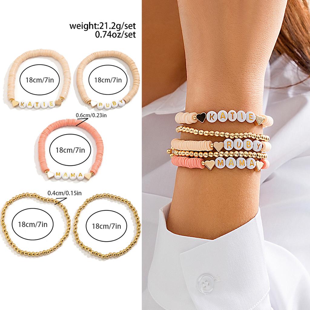 Mother's Day Mother's Day Letter Bracelet Set, Versatile Gifts Memorial Mom Beaded Jewelry Women