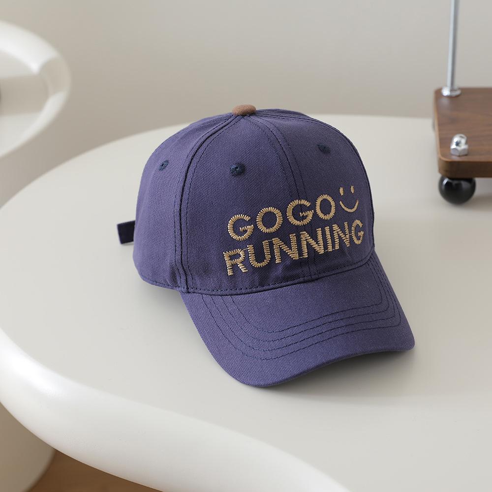 Kids' Korean Style Embroidered GOGO Duckbill Baseball Cap - Unisex Slimming Sun Hat for Spring and Summer