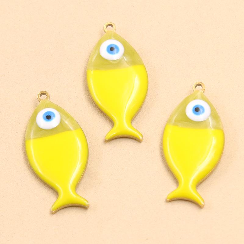 11 Color 11x24mm Stainless Steel Ocean Element Fish Pendant for DIY Necklace Jewelry