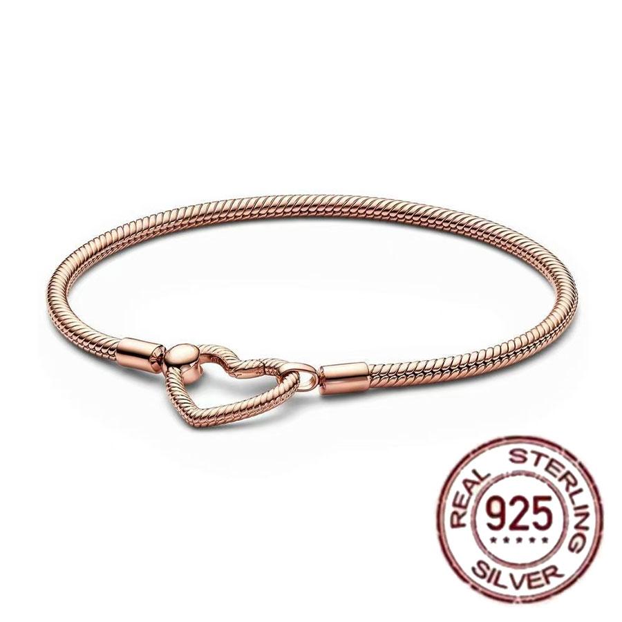 Best-selling 925 Sterling Silver Heart-shaped Crown Snake Bone Chain, Perfect for the Original DlY Bracelet! Ladies' Birthday Fa