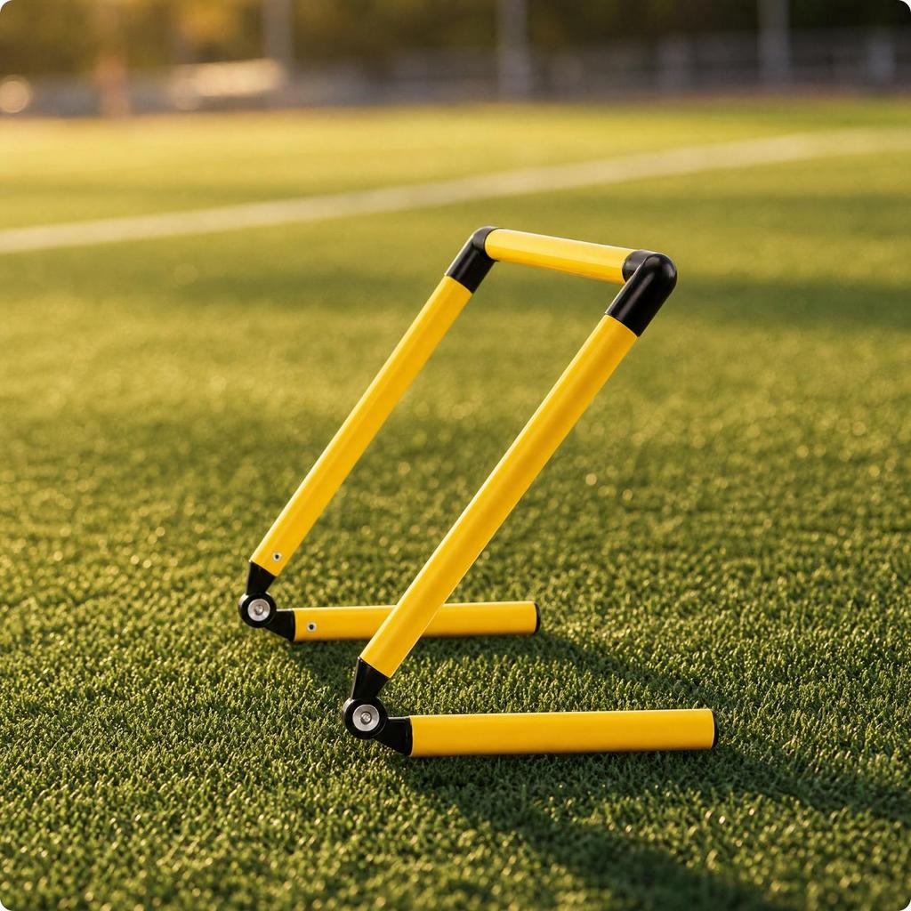 Klappbare Trainingshürde mit schwenkbarer Basis, tragbar für Schulen, Fußballspieler