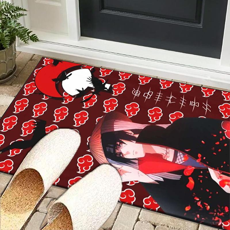 Anime Red Clouds On Black Background Office Rug Chair Mat, Game Carpet, Suitable for Front Door, Bedroom, Living Room, Desk, Holiday Gift