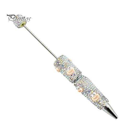 Fun Glowing Writing Tool DIY Glow-in-the-Dark Diamond Beaded Pen, Rhinestone Ballpoint Pens with Cartoon Charms, Cute Glitter Creative Gift Pen Tools