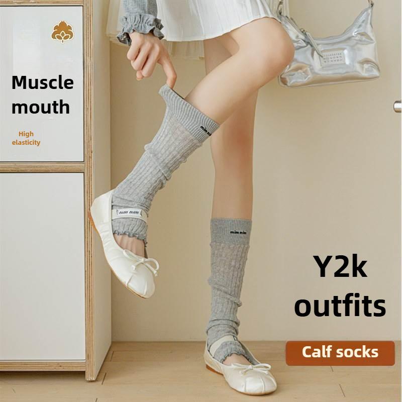 Female Summer Ultra Thin New Sweet Wooden Ear Side Calf Pile Pile Stocking