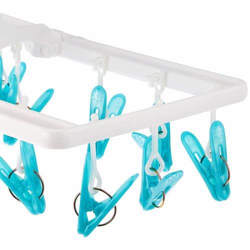 Aisen Industrial Mini Square Hanger for Indoor Drying, with 16 Clothes Clips, Blue, 40 x 19.5 x 19.5 cm