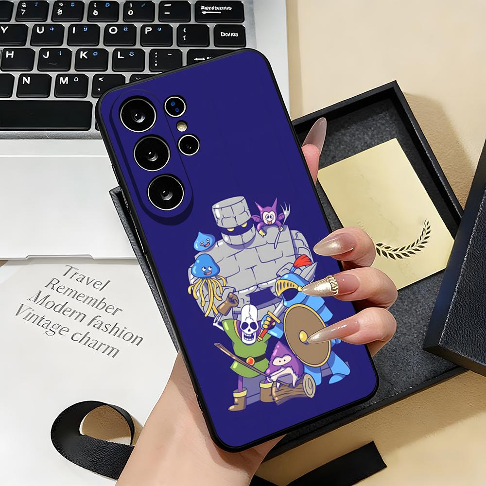 D-dragon Q-Quest Slime Phone Case For Samsung S26 S25 S24 FE S23 S22 S21 Plus S20 Ultra Note20Ultra Black Soft Shell