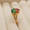 Pink Green Watermelon Tourmaline Quartz 925 Sterling Silver Ring, 18K Rose Gold, 18K Yellow Gold Ring, Split Band Signet Zodiac Jewelry