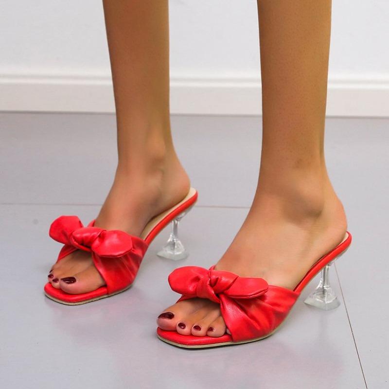 Women's Shoes 2025 Fashion Horseshoe Heel Women's Sexy Square Head High Heels Summer High Heels Ladies Bow Tie Shoes