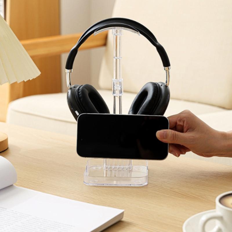 1Pc Headphone Stand With Base Universal Headphone Stand Hanger Transparent Headset Storage Rack Multi-Function Detachable Stand